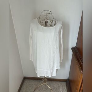 Chico's Easywear 3/4 Sleeve Mixed Media Top Size 2 Ivory